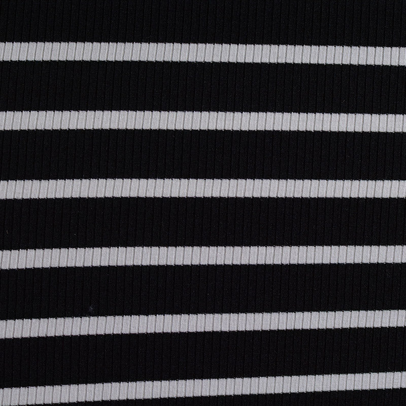 Black Horizontal-Stripe Chunky Knit, Cotton, 238 gsm