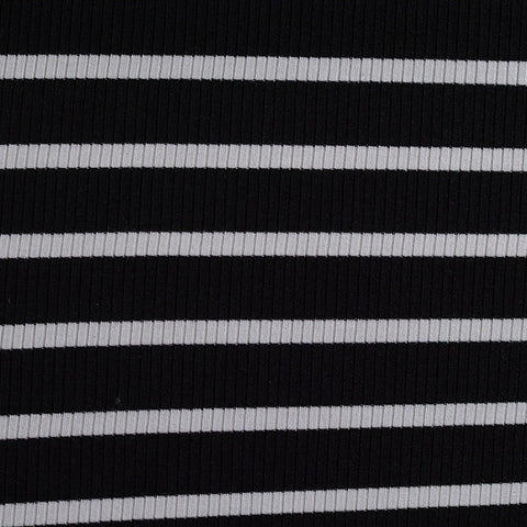 Black Horizontal-Stripe Chunky Knit, Cotton, 238 gsm