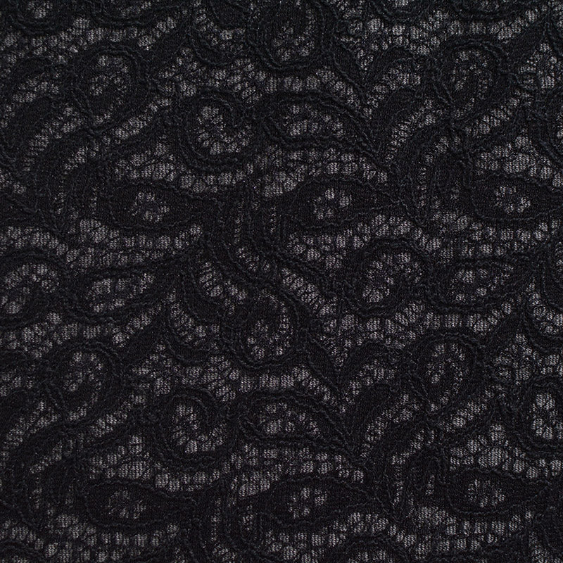 Black Floral Knit, Polyester, 200 gsm