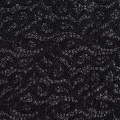 Black Floral Knit, Polyester, 200 gsm