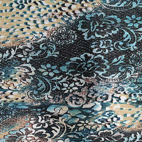 Blue Floral Jersey Knit, Polyester, 194 gsm