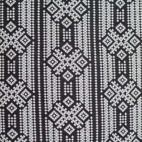 Black Geometric-Diamond Jacquard, Cotton-Poly, 180 gsm