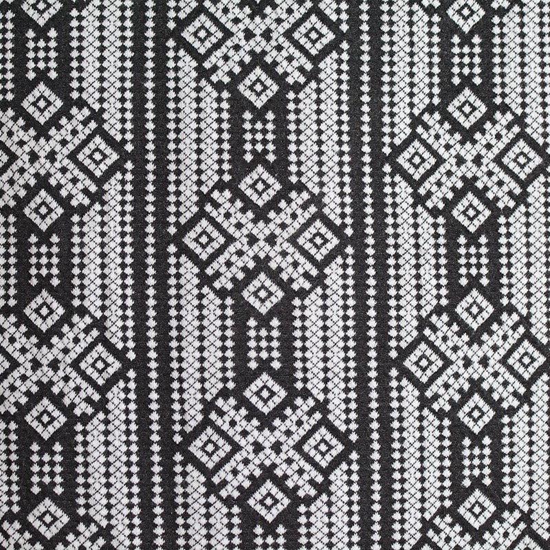 Black Geometric-Diamond Jacquard, Cotton-Poly, 180 gsm
