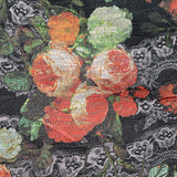 Grey Bold-Floral Chunky Knit, Polyester — texture