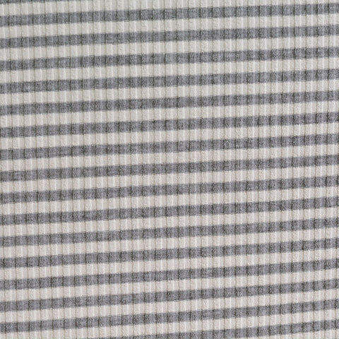 Grey Horizontal-Stripe Rib Knit, Viscose-Poly