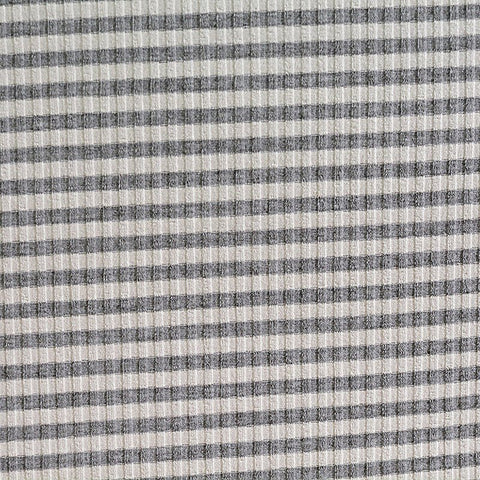 Grey Horizontal-Stripe Rib Knit, Viscose-Poly