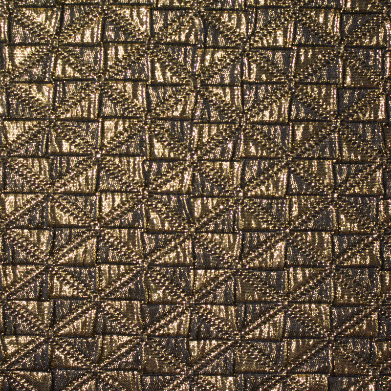 Dark Gold Textured-Square Jacquard, Poly-Cotton
