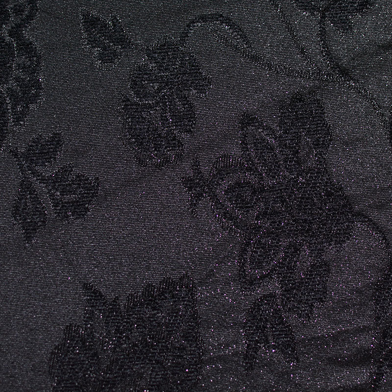 Black Tone-on-Tone Floral Jacquard, Polyester, 240 gsm