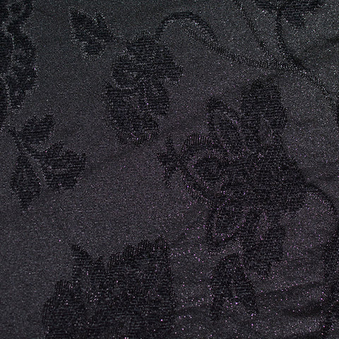 Black Tone-on-Tone Floral Jacquard, Polyester, 240 gsm