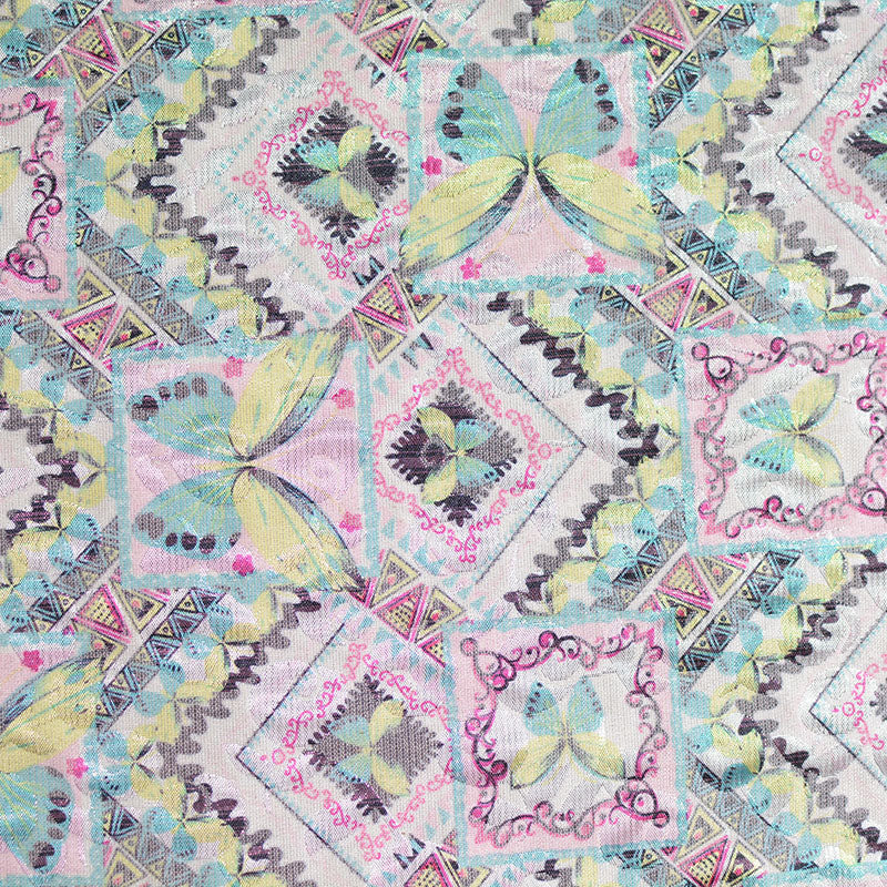 White Butterflies Jacquard, Poly-Cotton