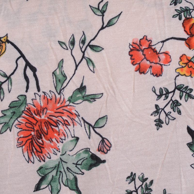 Orange Flowers Jersey Knit, Viscose