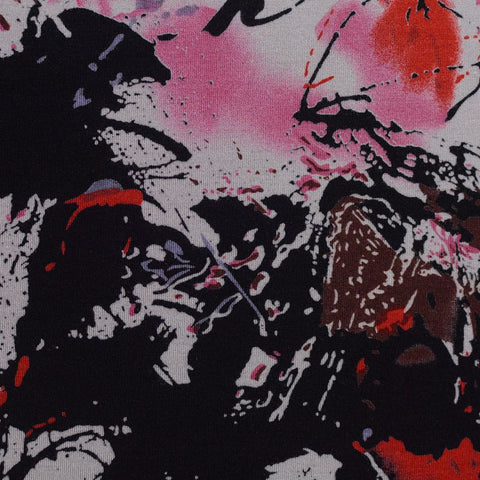 Black Abstract-Splatter Jersey Knit, Viscose-Nylon