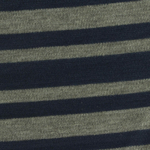 Navy Horizontal-Stripe Knit, Polyester, 265 gsm