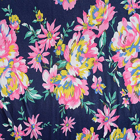 Pink Floral Sateen, Cotton-Poly