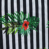 Red Tropical-Leaf Woven, Linen-Cotton