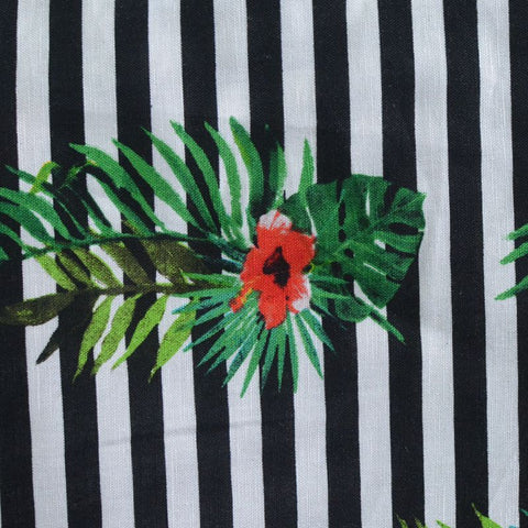Red Tropical-Leaf Woven, Linen-Cotton