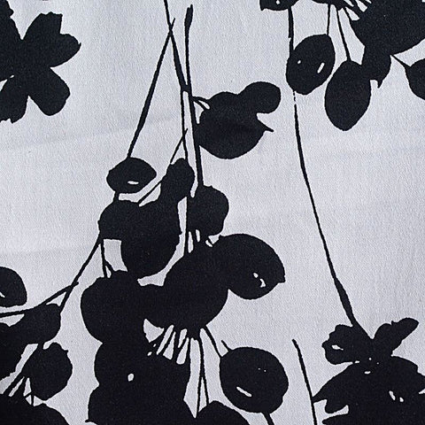 Black Floral Sateen, Cotton, 195 gsm