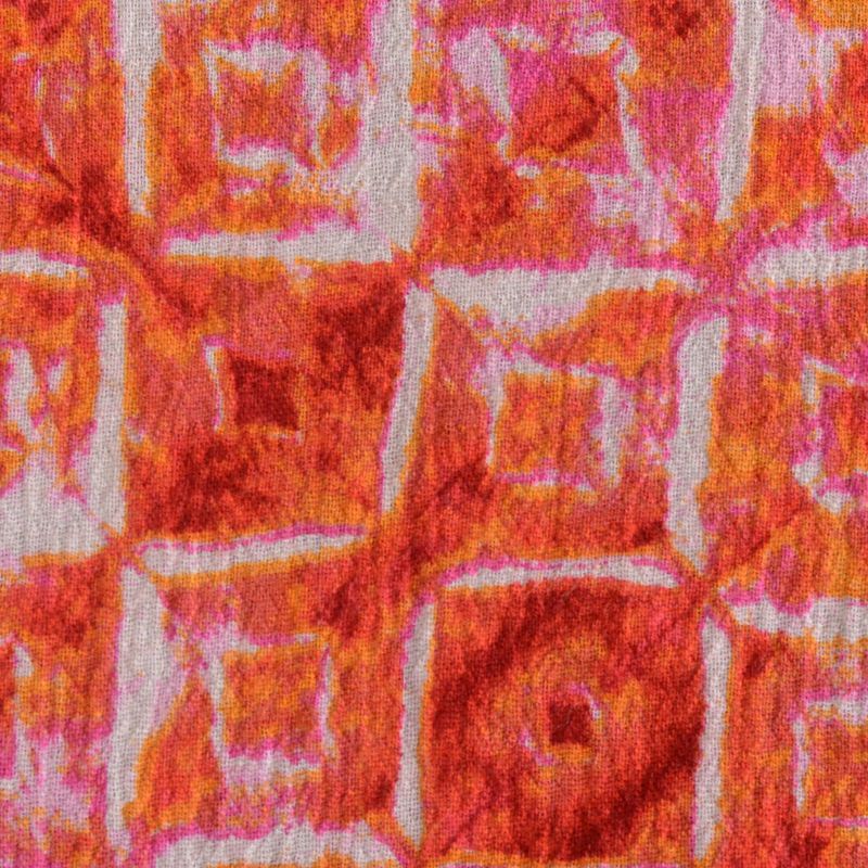 Orange Geometric-Square Crepe, Cotton