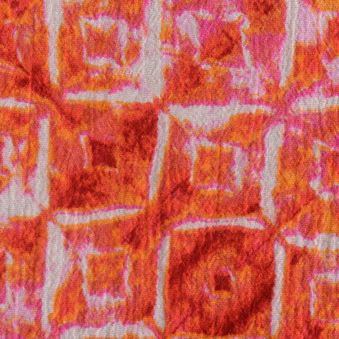 Orange Geometric-Square Crepe, Cotton