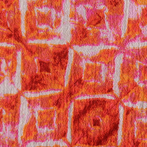 Orange Geometric-Square Crepe, Cotton
