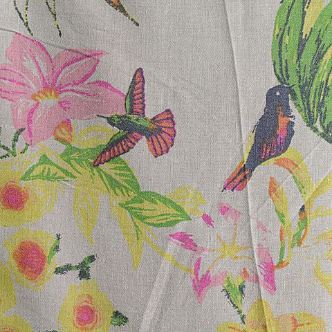 Grey Flowers Woven, Cotton
