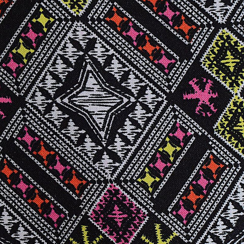 Black Geometric Woven, Viscose, 120 gsm, 145 cm