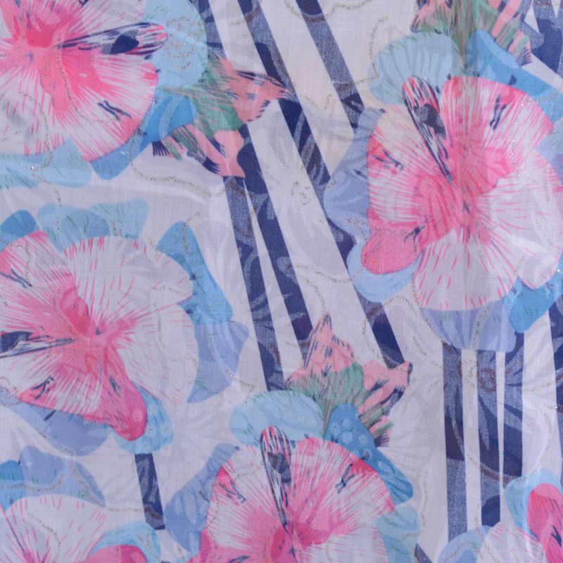 Pink Floral Chiffon, Polyester, 80 gsm
