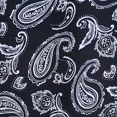 Black Paisley Linen-Look, Polyester, 115 gsm