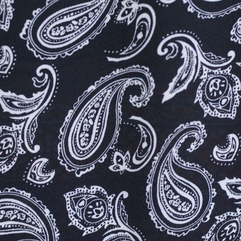 Black Paisley Linen-Look, Polyester, 115 gsm