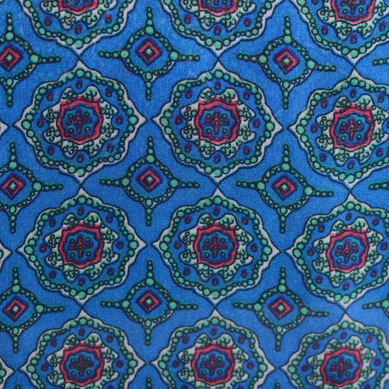 Blue Geometric-Medallion Chiffon, Polyester