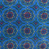 Blue Geometric-Medallion Chiffon, Polyester