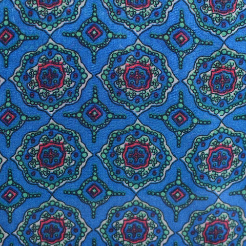 Blue Geometric-Medallion Chiffon, Polyester