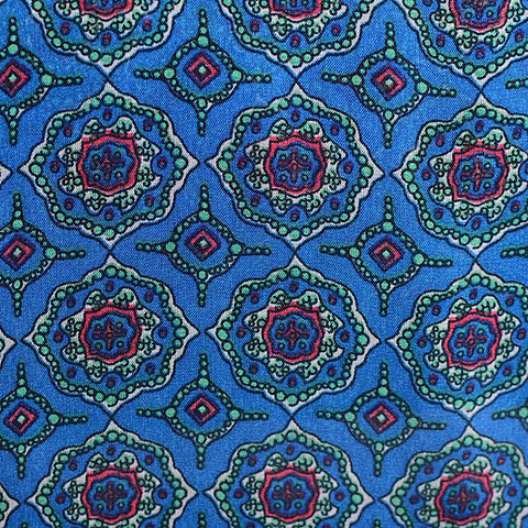 Blue Geometric-Medallion Chiffon, Polyester