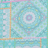 Teal Geometric Linen-Look, Polyester