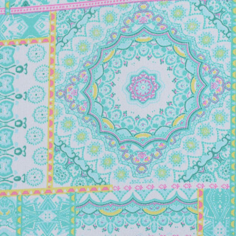 Teal Geometric Linen-Look, Polyester