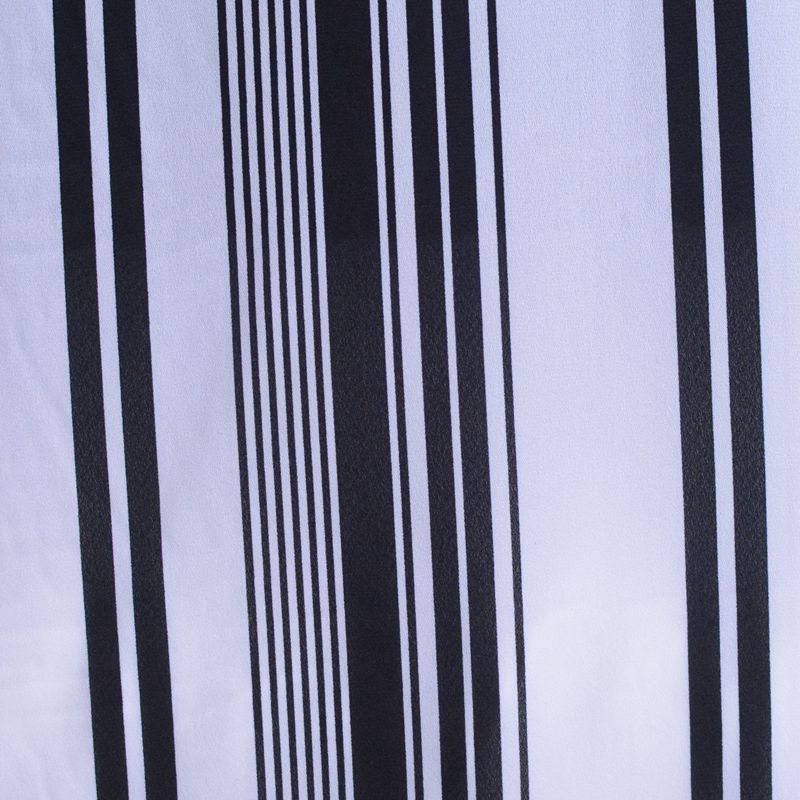 Black Vertical-Stripe Linen-Look, Polyester