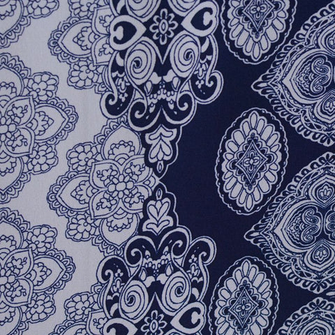 Navy Abstract Linen-Look, Polyester