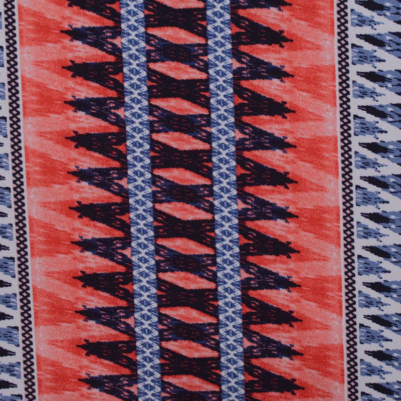 Red Geometric Linen-Look, Polyester