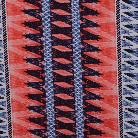 Red Geometric Linen-Look, Polyester