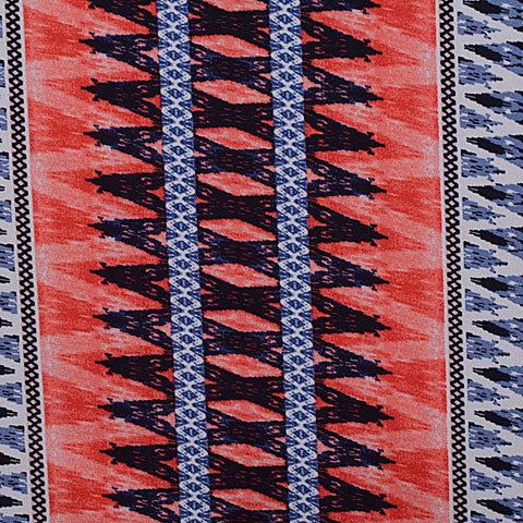 Red Geometric Linen-Look, Polyester