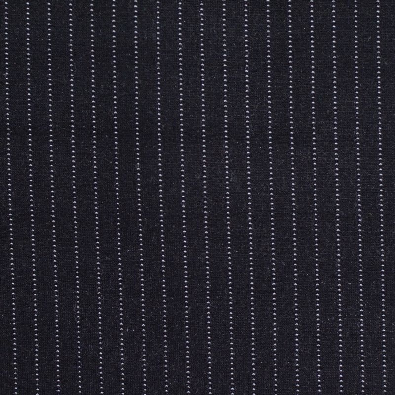 White Vertical-Pinstripe Interlock Knit, Viscose-Nylon