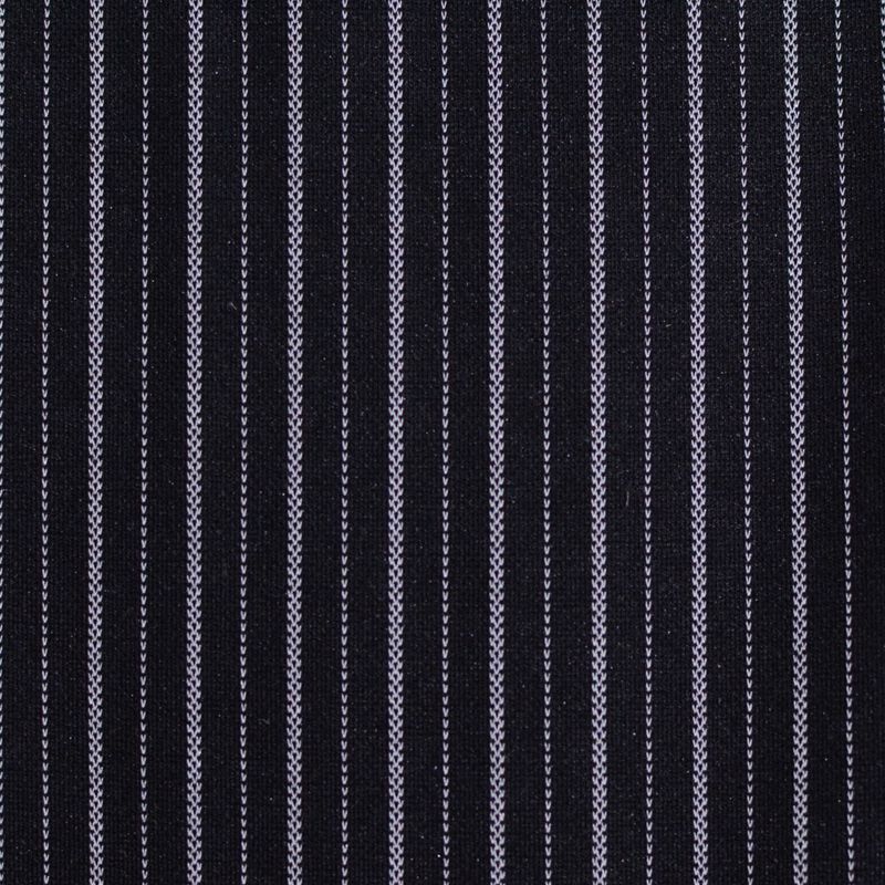 White Vertical-Stripe Interlock Knit, Viscose-Nylon