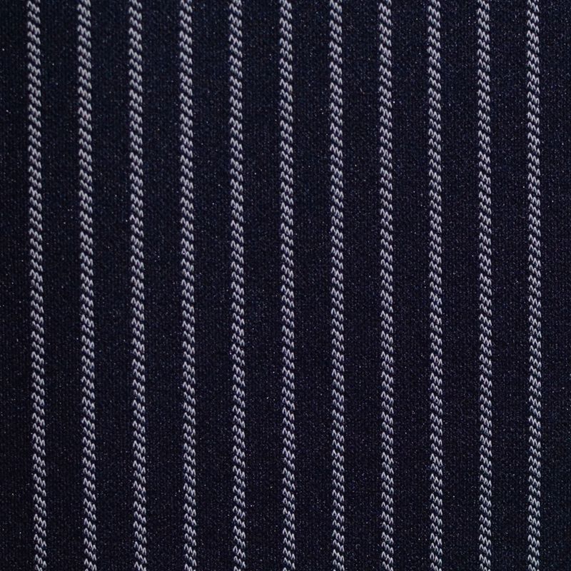 White Vertical-Stripe Interlock Knit, Nylon-Viscose
