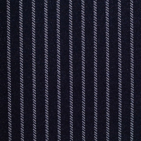 White Vertical-Stripe Interlock Knit, Nylon-Viscose