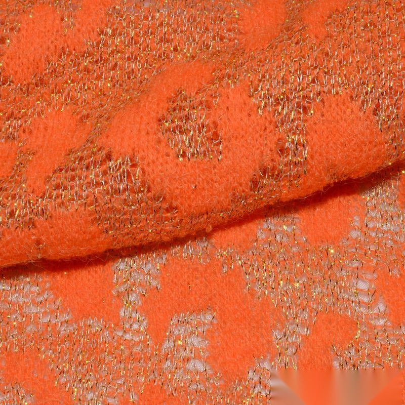 Orange Openwork Chunky Knit, Acrylic-Metallic