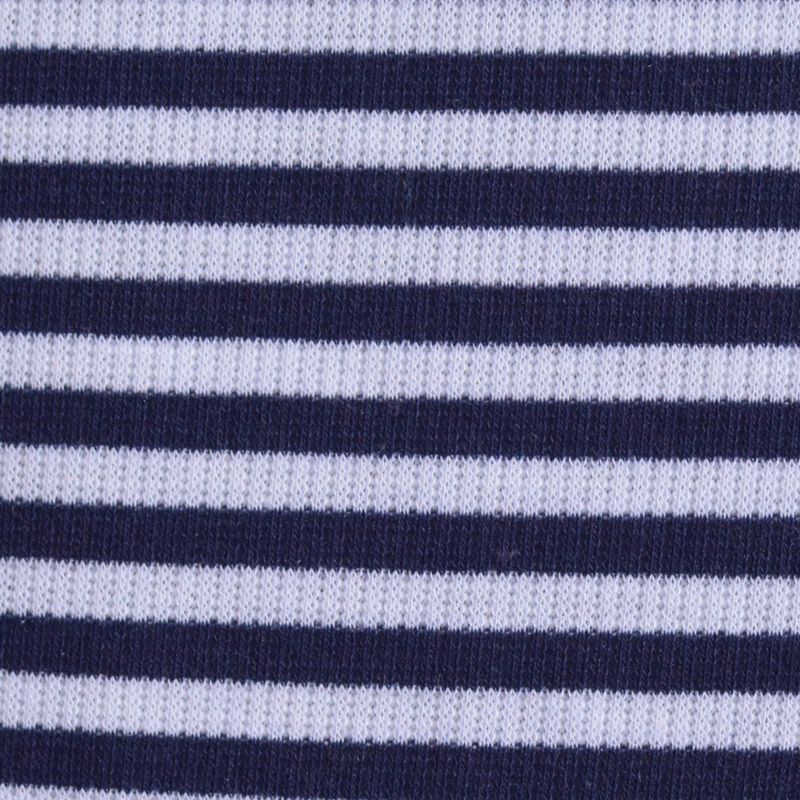 Navy Horizontal-Stripe Rib Knit, 215 gsm