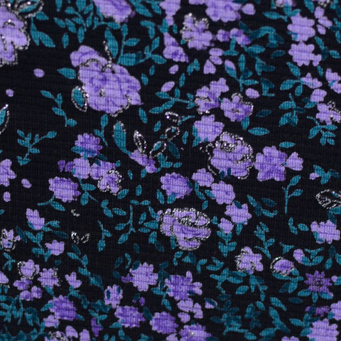 Purple Floral Jersey Knit, Viscose, 175 gsm, 156 cm