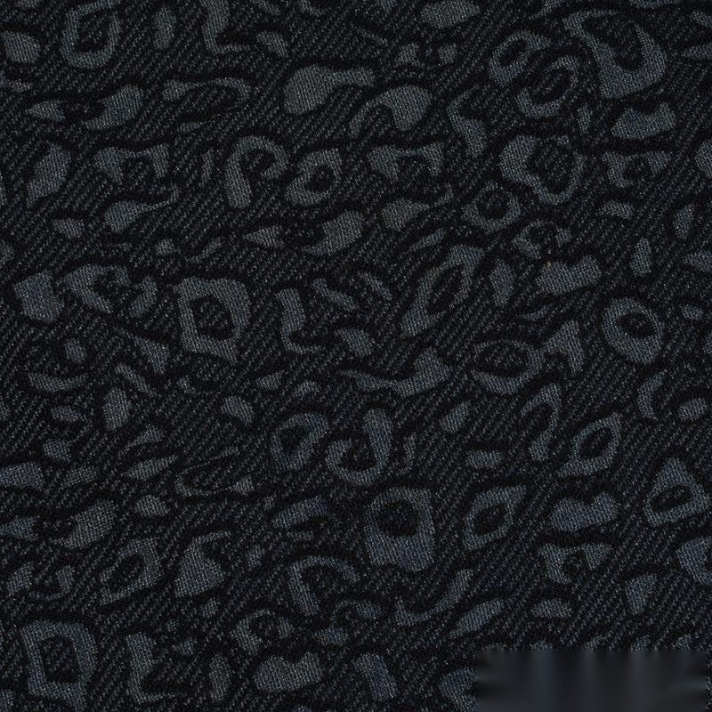 Dark Grey Tone-on-Tone Leopard Jacquard, Viscose-Nylon