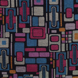 Pink Geometric Ponte Knit, Viscose-Poly