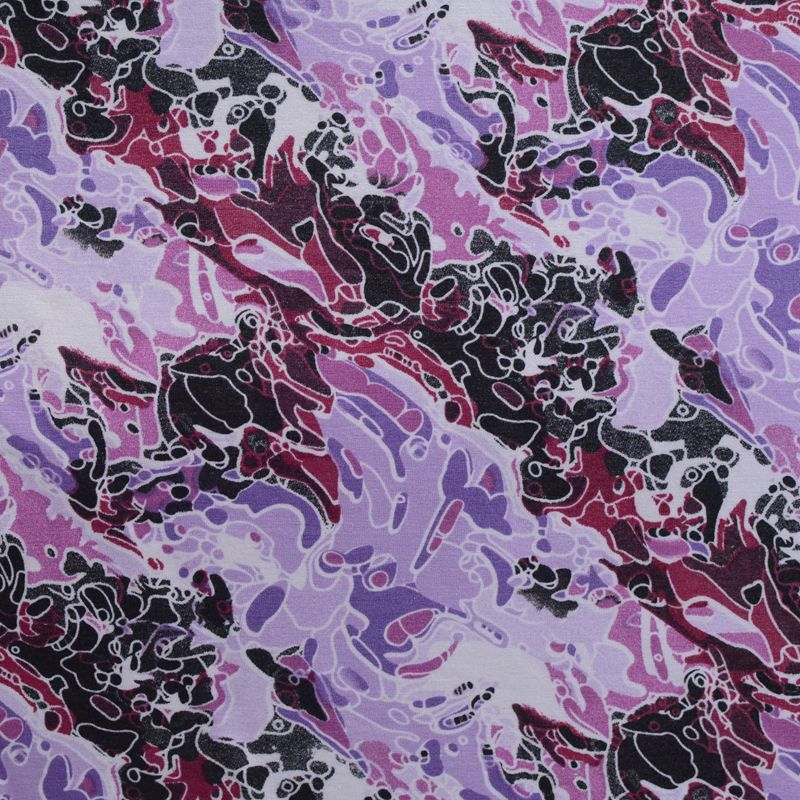 Purple Abstract Jersey Knit, Viscose-Nylon